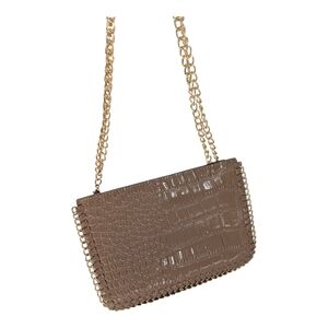 01541 NEW Bon Voyage Faux Leather Croc Purse Tan animal preppy mobwife bohemian